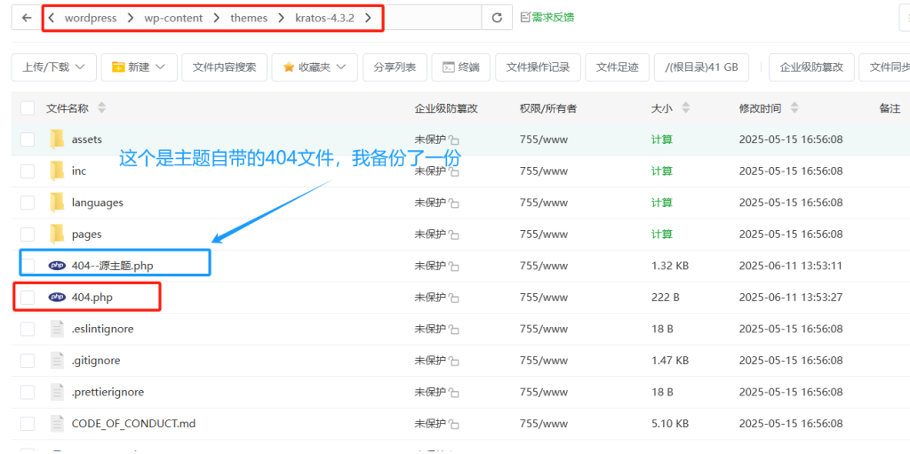 404.php 文件路径